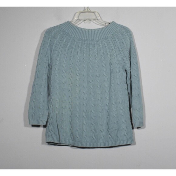 Talbot's 100% Cotton Cable Knit Pullover Sweater Seafoam Green Size S - Picture 1 of 4